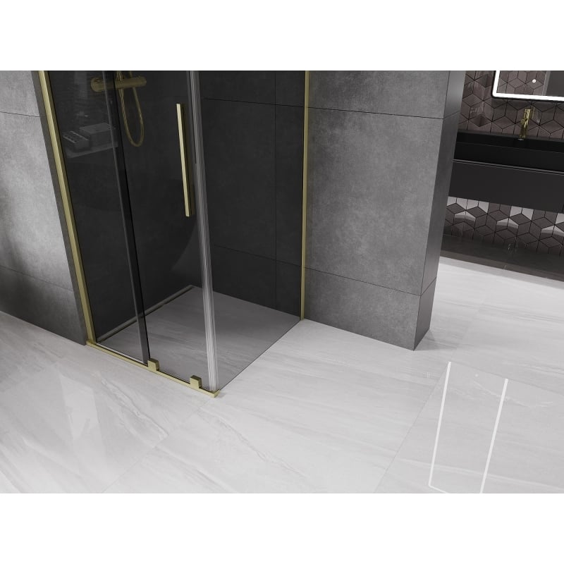 Mexen Velar Sliding Shower Enclosure 110 x 110 cm, Graphite, Brushed Gold - 871-110-110-41-55