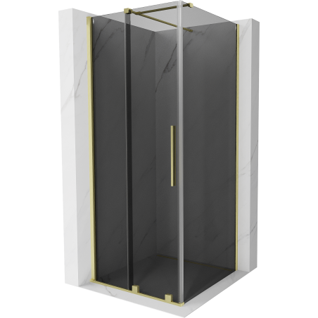 Mexen Velar Duschkabine, 100 x 100 cm, Graphit, gebürstetes Gold - 871-100-100-41-55