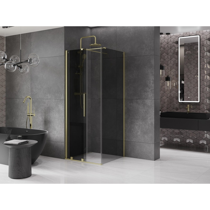 Mexen Velar klizna tuš kabina, klizna 90 x 90 cm, grafit, zlatno brušeno - 871-090-090-41-55