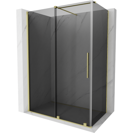 Mexen Velar sliding shower cabin 140 x 75 cm, graphite, brushed gold - 871-140-075-41-55