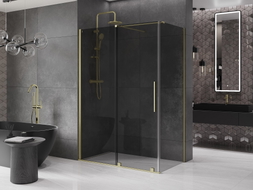 Mexen Velar sliding shower enclosure 140 x 80 cm, graphite, brushed gold - 871-140-080-41-55