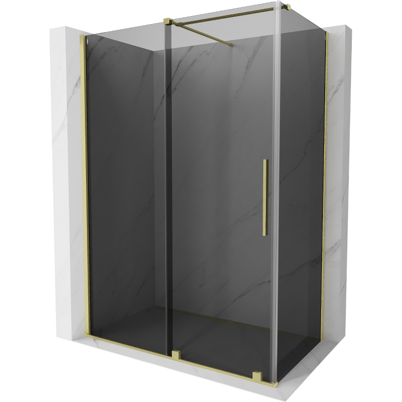 Mexen Velar Duschkabine verschiebbar 150 x 80 cm, Graphit, gebürstetes Gold - 871-150-080-41-55