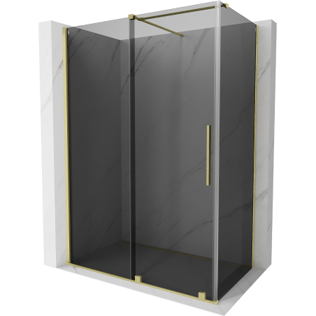 Mexen Velar Duschkabine verschiebbar 150 x 80 cm, Graphit, gebürstetes Gold - 871-150-080-41-55