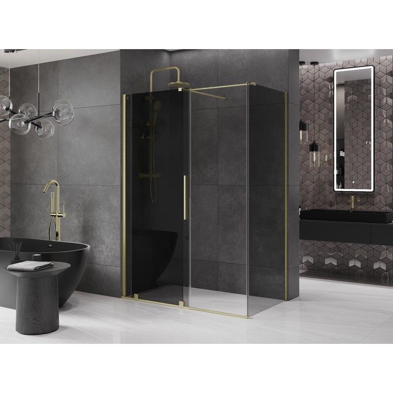 Mexen Velar kabina prysznicowa rozsuwana 140 x 75 cm, grafit, złota szczotkowana - 871-140-075-41-55
