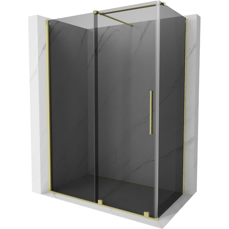 Mexen Velar sliding shower cabin 150 x 85 cm, graphite, brushed gold - 871-150-085-41-55
