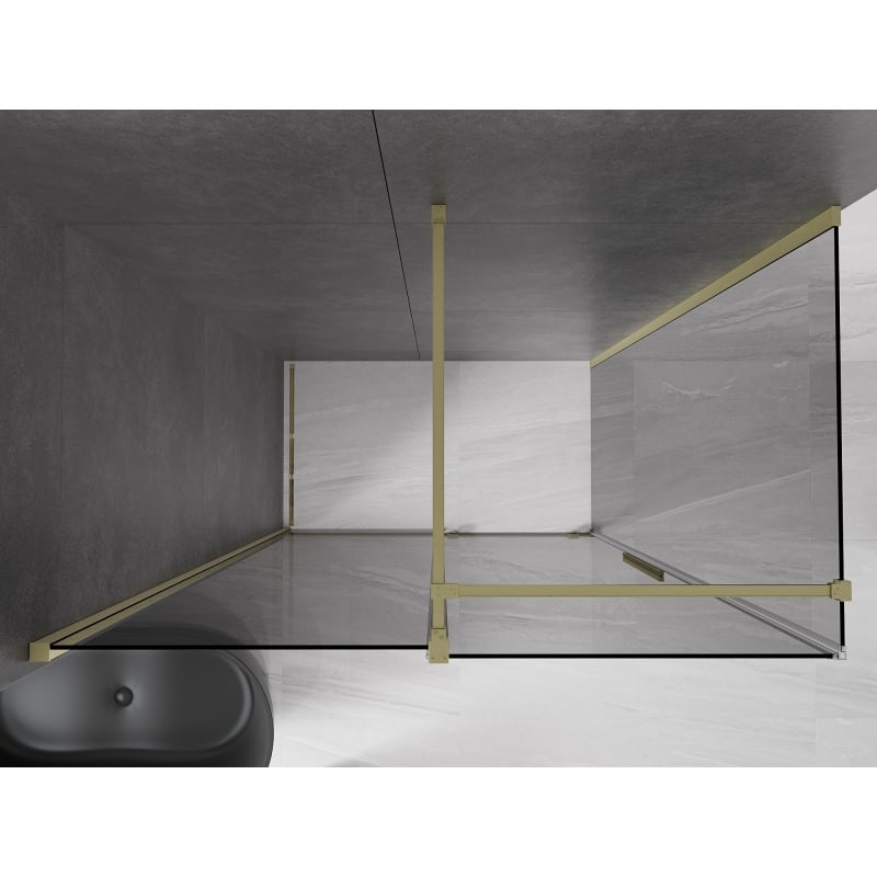 Mexen Velar sliding shower cabin 140 x 75 cm, graphite, brushed gold - 871-140-075-41-55