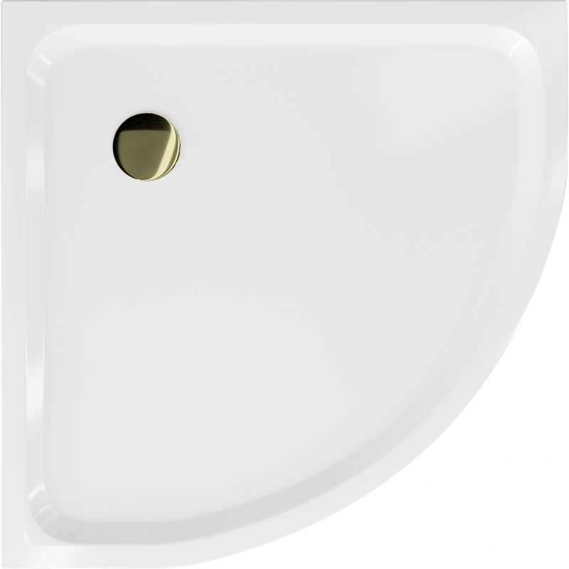 Mexen Flat Halbrunde Duschwanne Slim 90 x 90 cm, Weiß, Goldener Siphon - 41109090G