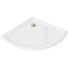 Mexen Flat halfronde douchebak slim 80 x 80 cm, wit, gouden sifon - 41108080G