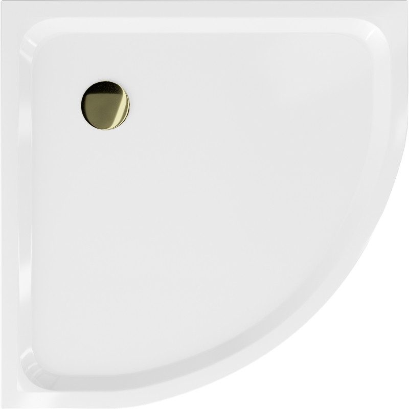 Mexen Flat poolringikujuline dušinurk slim 80 x 80 cm, valge, kuldne sifoon - 41108080G