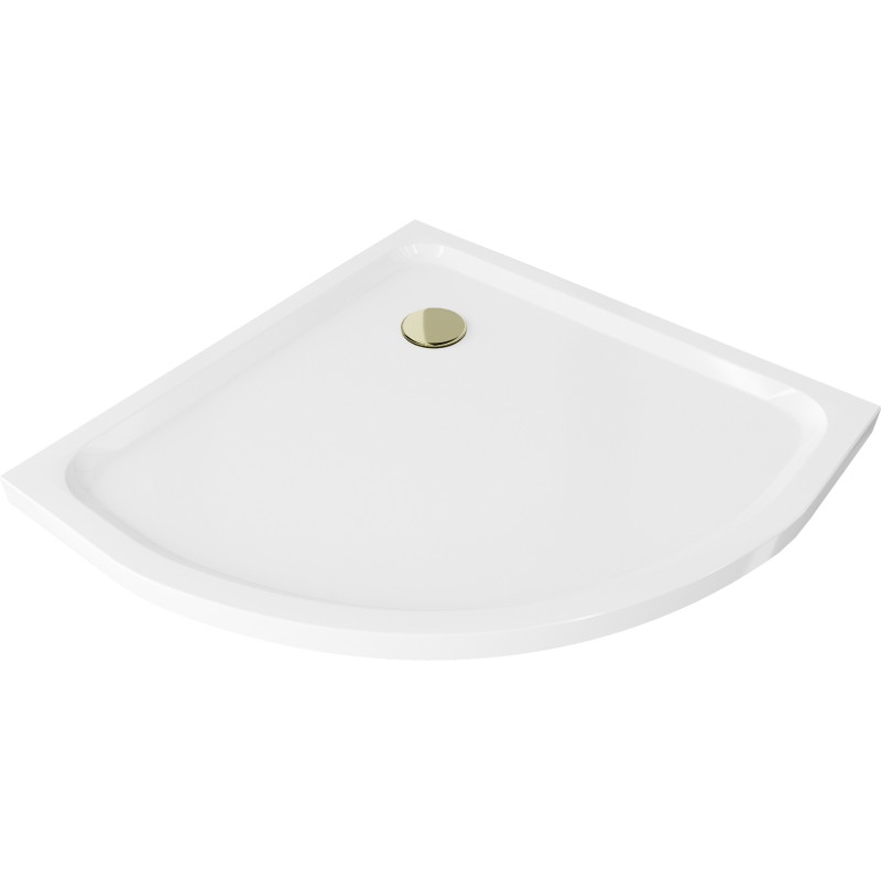Mexen Flat poolringikujuline dušinurga alus slim 70 x 70 cm, valge, sifoon kuldne - 41107070G