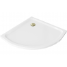 Mexen Flat plato de ducha semicircular slim 70 x 70 cm, blanco, sifón dorado - 41107070G
