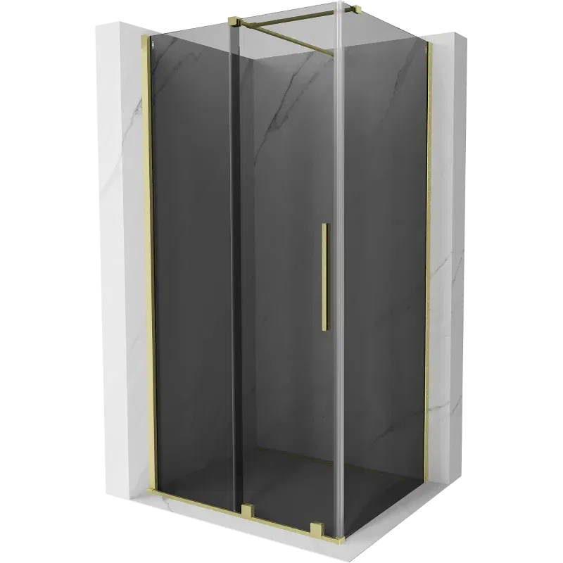 Mexen Velar cabine de douche coulissante 130 x 80 cm, graphite, or brossé - 871-130-080-41-55