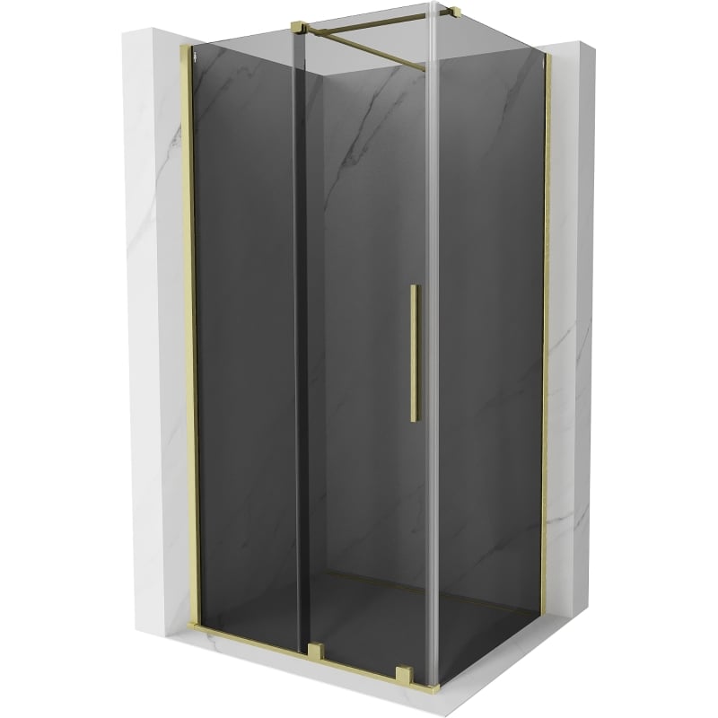 Mexen Velar lükand dušinurk 140 x 100 cm, grafiit, harjatud kuldne - 871-140-100-41-55