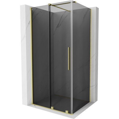 Mexen Velar douchecabine schuifdeur 140 x 100 cm, grafiet, geborsteld goud - 871-140-100-41-55