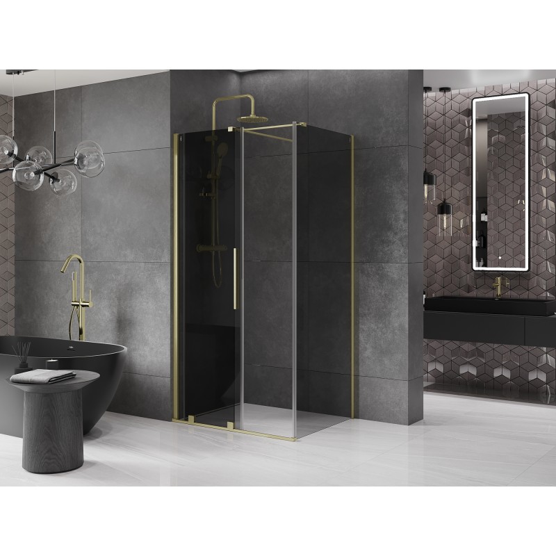 Mexen Velar kabina prysznicowa rozsuwana 140 x 90 cm, grafit, złota szczotkowana - 871-140-090-41-55