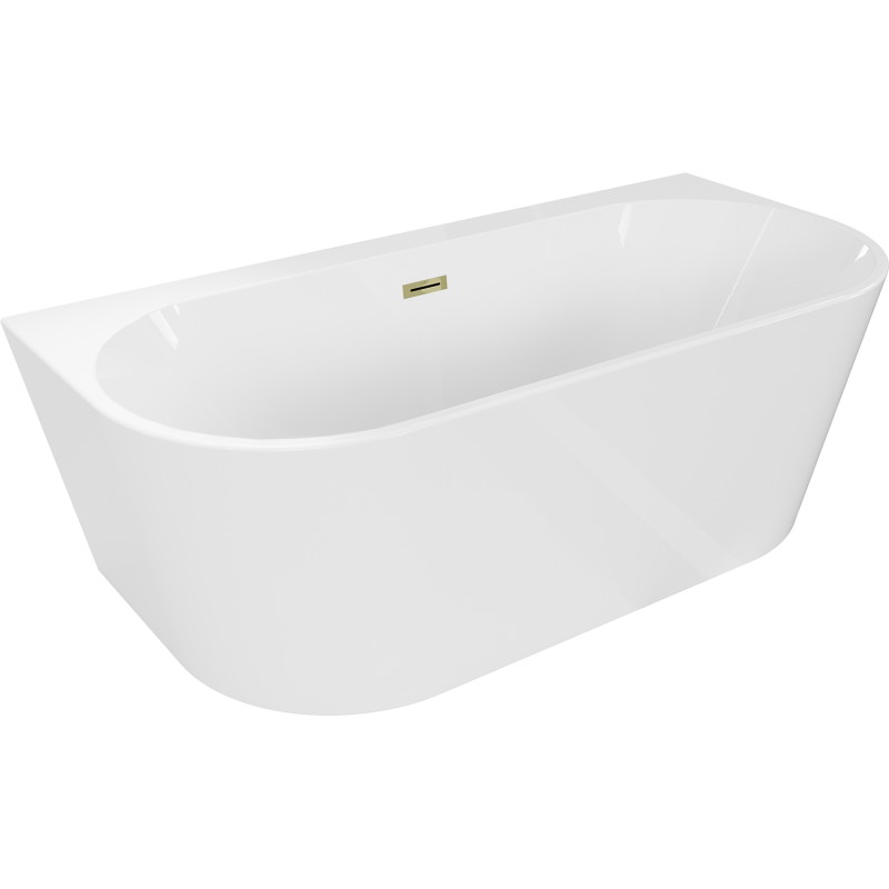 Mexen Oval+ baignoire autoportante adossée 170 x 80 cm, blanche, trop-plein doré - 52681708000-50