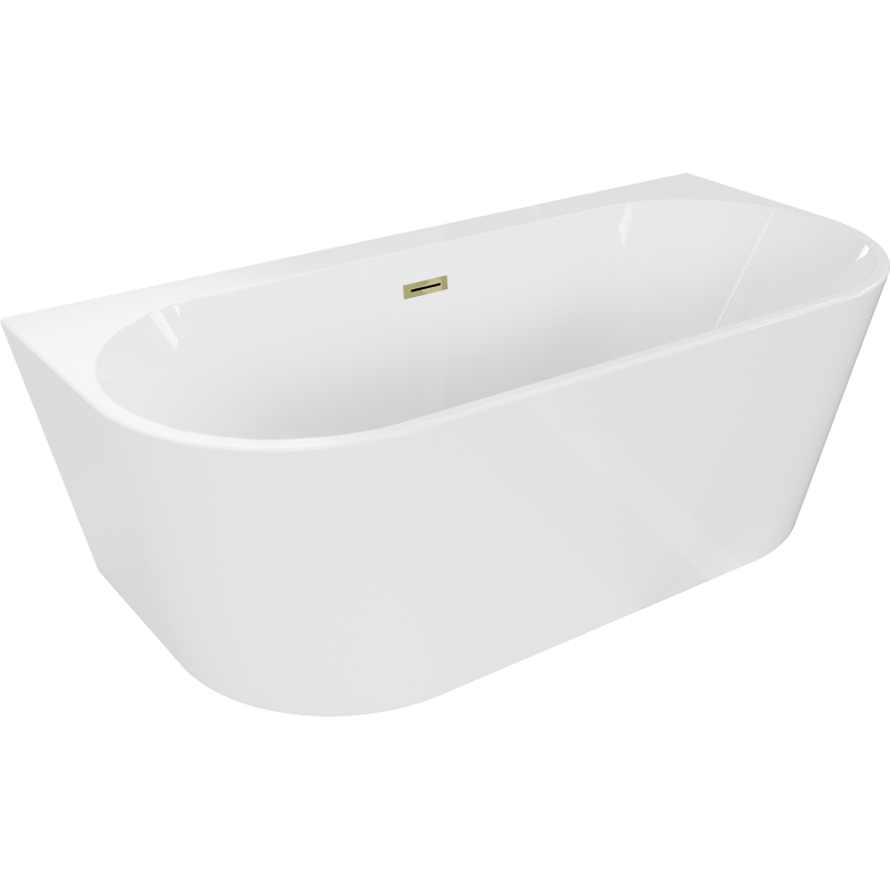 Mexen Oval+ wanna wolnostojąca przyścienna 170 x 80 cm, biała, przelew złoty - 52681708000-50