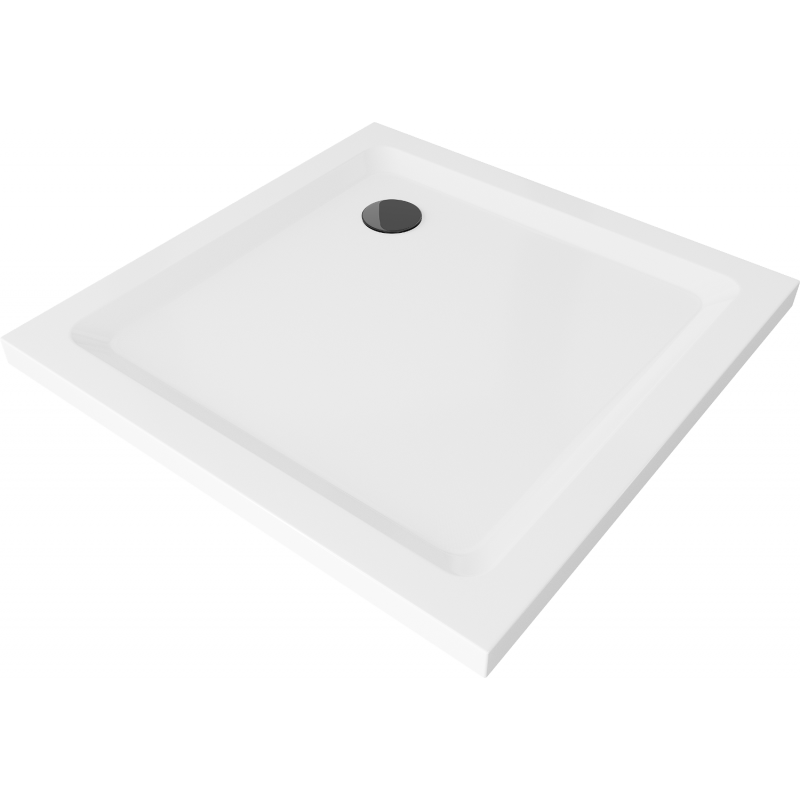 Mexen Flat brodzik kwadratowy slim 100 x 100 cm, biały, syfon czarny - 40101010B