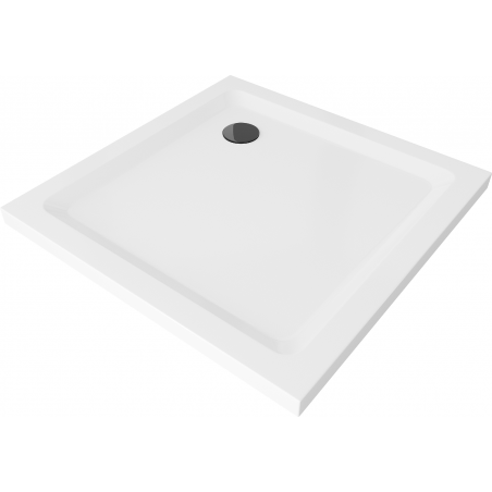 Mexen Flat slim vierkante douchebak 90 x 90 cm, wit, zwarte sifon - 40109090B