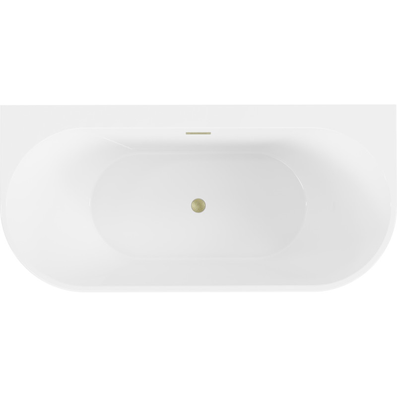 Mexen Oval+ freistehende Wandbadewanne 170 x 80 cm, weiß, Überlauf gold gebürstet - 52681708000-55