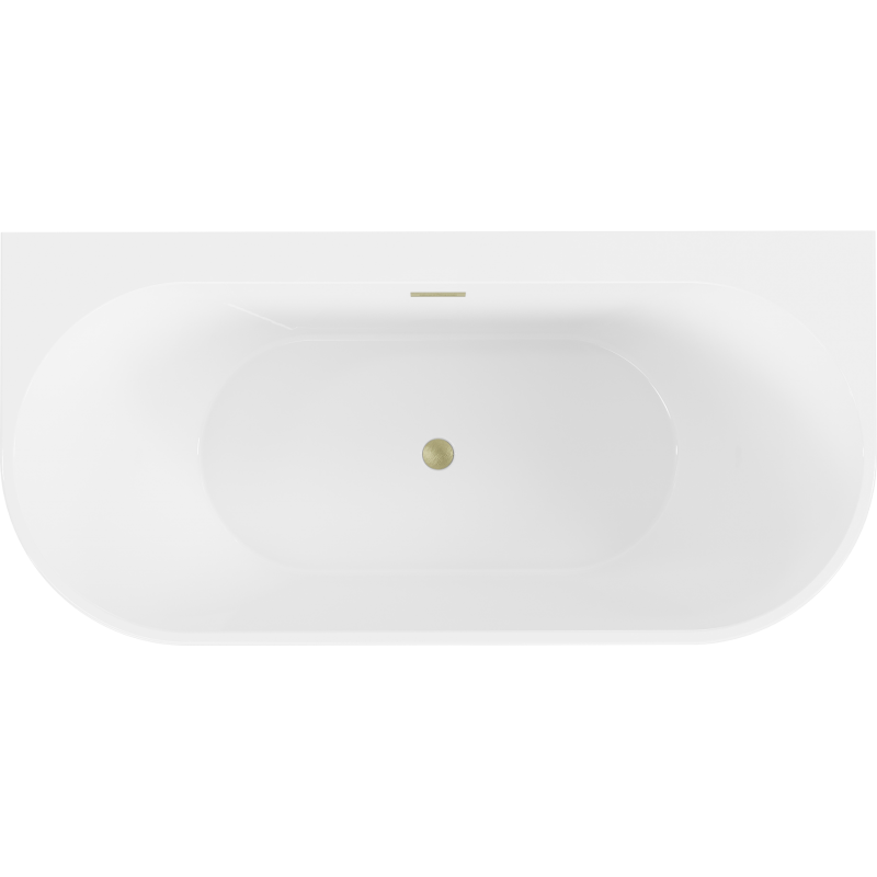 Mexen Oval+ wanna wolnostojąca przyścienna 170 x 80 cm, biała, przelew złoty szczotkowany - 52681708000-55