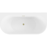 Mexen Oval+ wanna wolnostojąca przyścienna 170 x 80 cm, biała, przelew złoty szczotkowany - 52681708000-55