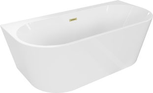 Mexen Oval+ brīvi stāvoša pie sienas vanna 170 x 80 cm, balta, zelta matēta pārplūde - 52681708000-55