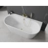 Mexen Oval+ freistehende wandnahe Badewanne 170 x 80 cm, weiß, Überlauf gebürstetes Gold - 52681708000-55