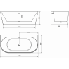 Mexen Oval+ freistehende wandnahe Badewanne 170 x 80 cm, weiß, Überlauf gebürstetes Gold - 52681708000-55