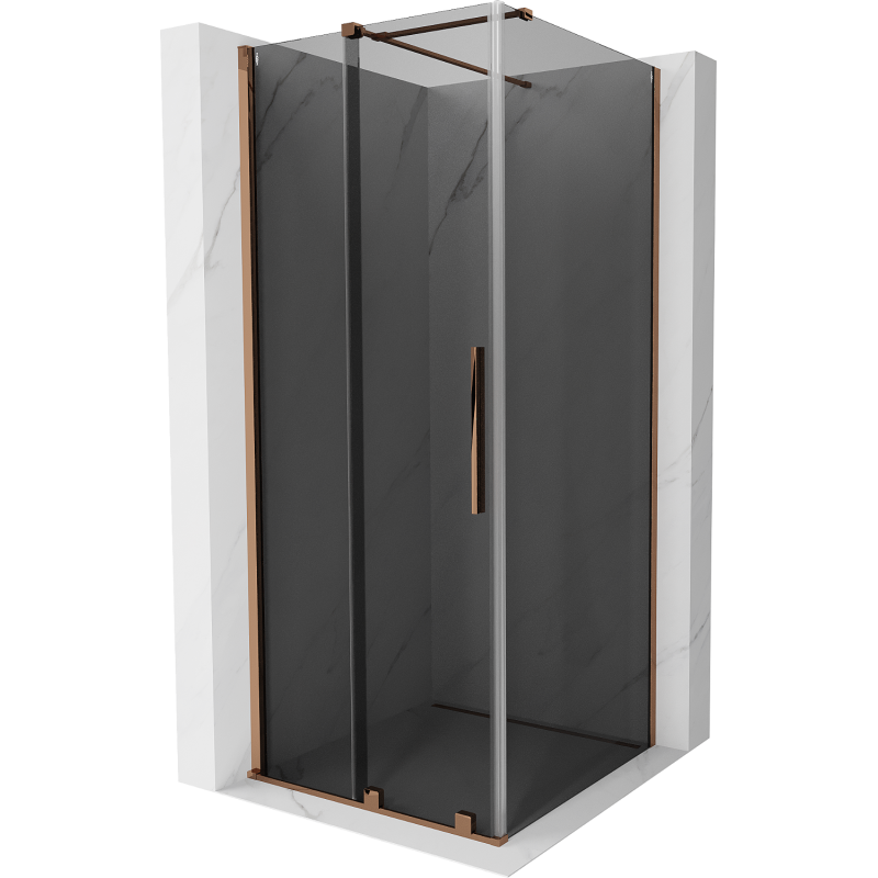 Mexen Velar cabina doccia scorrevole 90 x 90 cm, grafite, oro rosa - 871-090-090-41-60