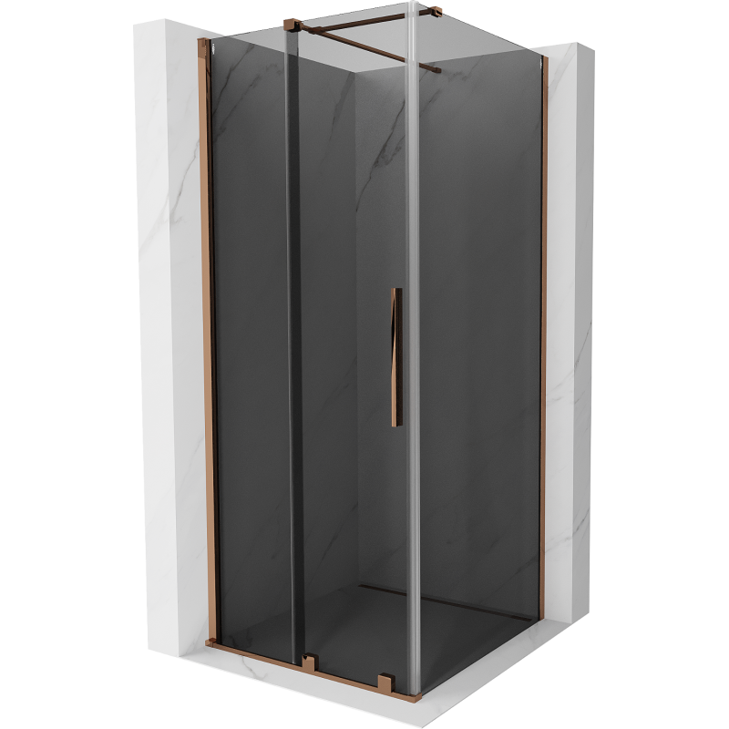 Mexen Velar cabine de douche coulissante 90 x 90 cm, graphite, or rose - 871-090-090-41-60