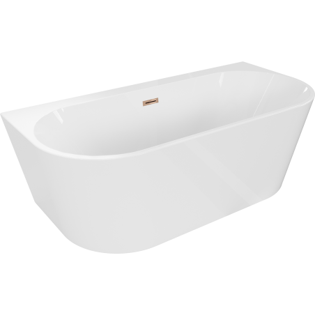 Mexen Oval+ wanna wolnostojąca przyścienna 170 x 80 cm, biała, przelew różowe złoto - 52681708000-60