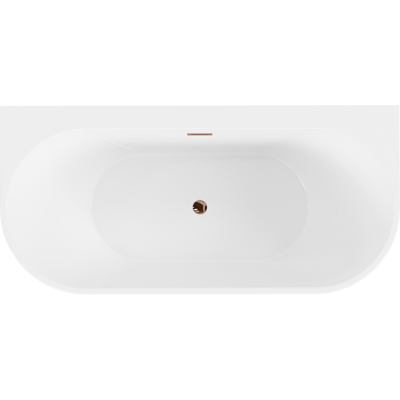 Mexen Oval+ bañera exenta adosada a pared 170 x 80 cm, blanca, desbordamiento oro rosa - 52681708000-60