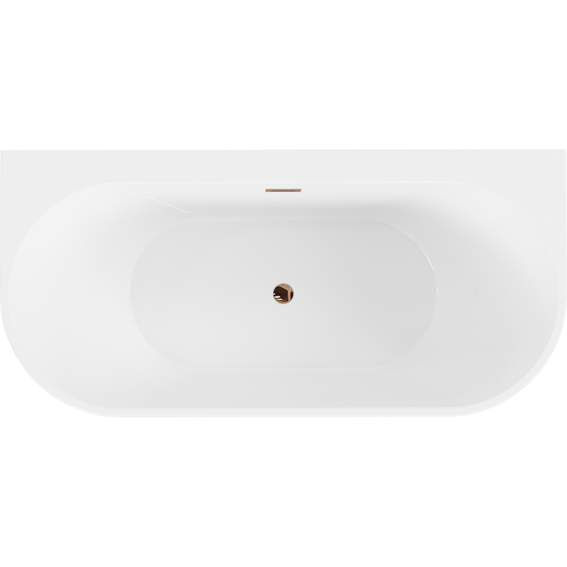 Mexen Oval+ vasca da bagno indipendente a muro 170 x 80 cm, bianca, troppo pieno oro rosa - 52681708000-60