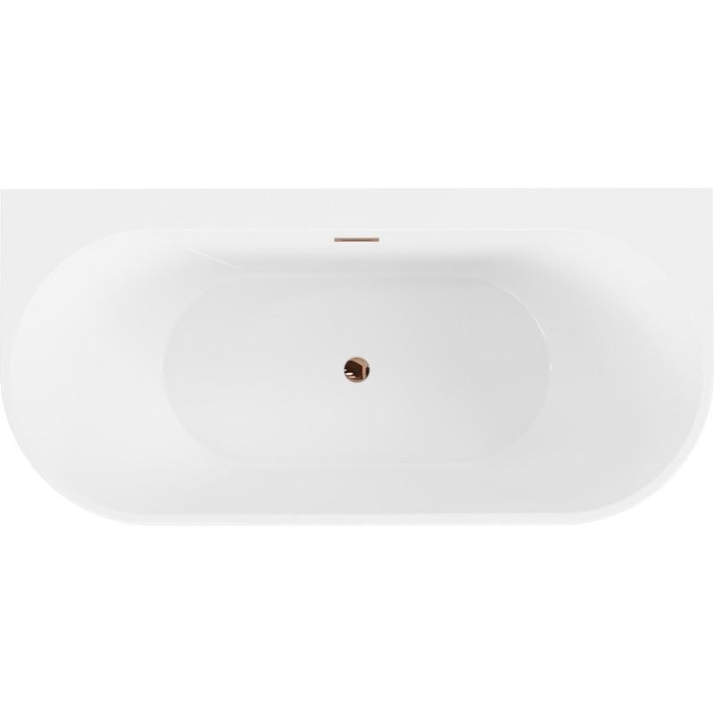 Mexen Oval+ vrijstaande badkuip aan de muur 170 x 80 cm, wit, overloop roségoud - 52681708000-60