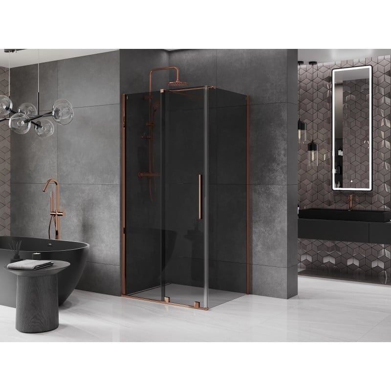 Mexen Velar kabina prysznicowa rozsuwana 90 x 80 cm, grafit, różowe złoto - 871-090-080-41-60