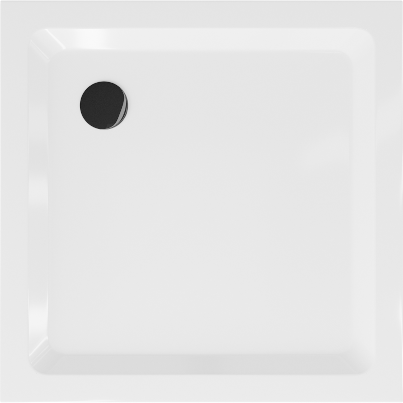 Mexen Flat brodzik kwadratowy slim 80 x 80 cm, biały, syfon czarny - 40108080B