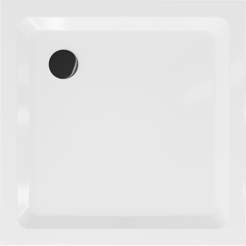 Mexen Flat slimme vierkante douchebak 80 x 80 cm, wit, zwarte sifon - 40108080B