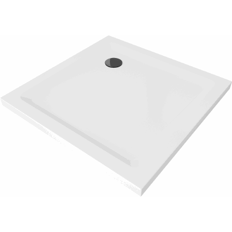 Mexen Flat brodzik kwadratowy slim 70 x 70 cm, biały, syfon czarny - 40107070B