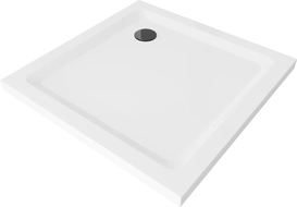 Mexen Flat base de duche quadrada slim 70 x 70 cm, branco, sifão preto - 40107070B