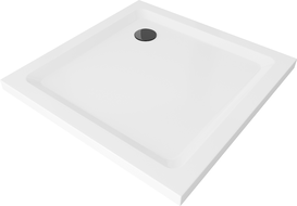 Mexen Flat brodzik kwadratowy slim 70 x 70 cm, biały, syfon czarny - 40107070B