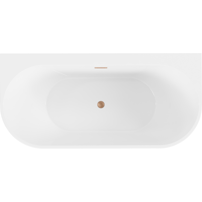 Mexen Oval+ vapaa seisova seinää vasten asennettava kylpyamme 170 x 80 cm, valkoinen, kuparinen harjattu ylivuotoreikä