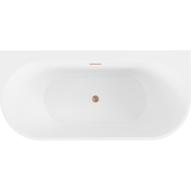 Mexen Oval+ wanna wolnostojąca przyścienna 170 x 80 cm, biała, przelew miedź szczotkowana - 52681708000-65