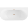 Mexen Oval+ vasca da bagno freestanding a parete 170 x 80 cm, bianca, troppopieno rame spazzolato - 52681708000-65