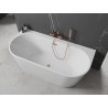 Mexen Oval+ baignoire autoportante adossée 170 x 80 cm, blanche, trop-plein cuivre brossé - 52681708000-65