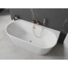 Mexen Oval+ freistehende wandmontierte Badewanne 170 x 80 cm, weiß, Überlauf aus gebürstetem Kupfer - 52681708000-65