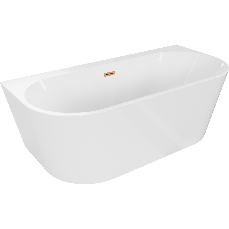 Mexen Oval+ fristående badkar mot vägg 170 x 80 cm, vit, med kopparspill överdraget - 52681708000-65