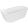 Mexen Oval+ freistehende wandmontierte Badewanne 170 x 80 cm, weiß, Überlauf aus gebürstetem Kupfer - 52681708000-65