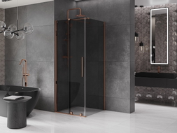 Mexen Velar sliding shower enclosure 100 x 100 cm, graphite, rose gold - 871-100-100-41-60