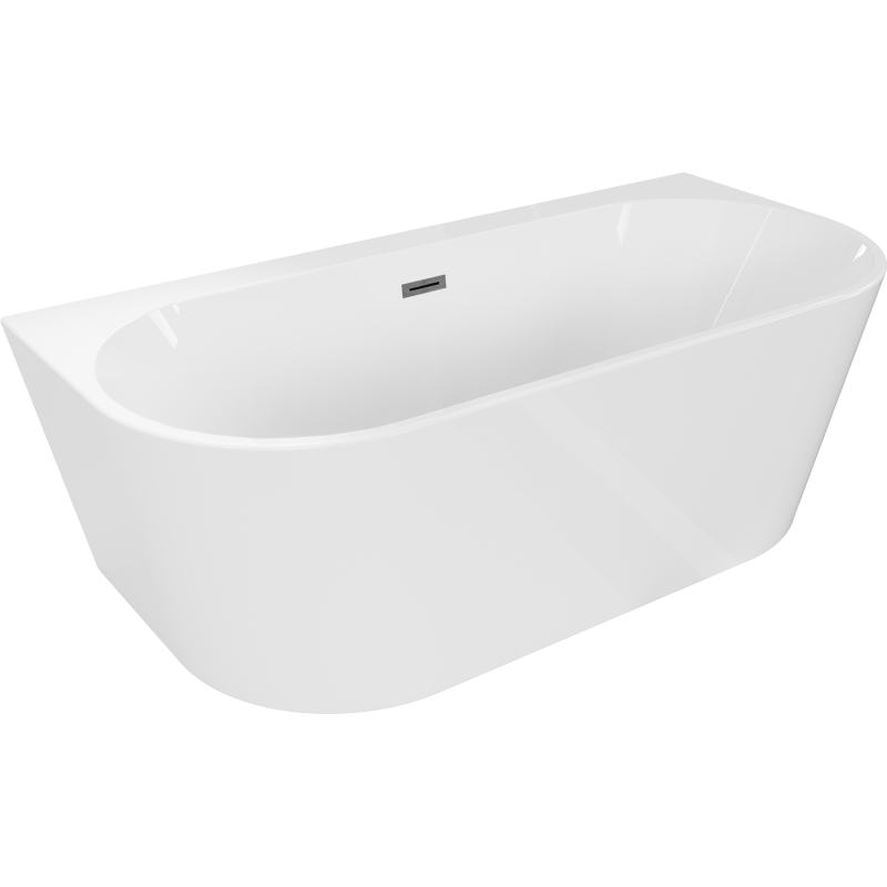 Mexen Oval+ seinäasennettava vapaasti seisova kylpyamme 170 x 80 cm, valkoinen, gun gray harjattu ylivuoto - 52681708000-66